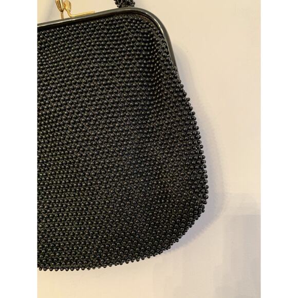 Vintage Corde-Bead Made in USA Black Beaded Evening Bag by Lumure 1950s - Picture 4 of 7